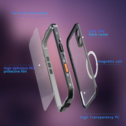 For iPhone 17 RedPepper Transparent Dot IP68 Waterproof Triple-proof MagSafe Phone Case(Black Dark Grey) - iPhone 17 Cases by RedPepper | Online Shopping UK | buy2fix