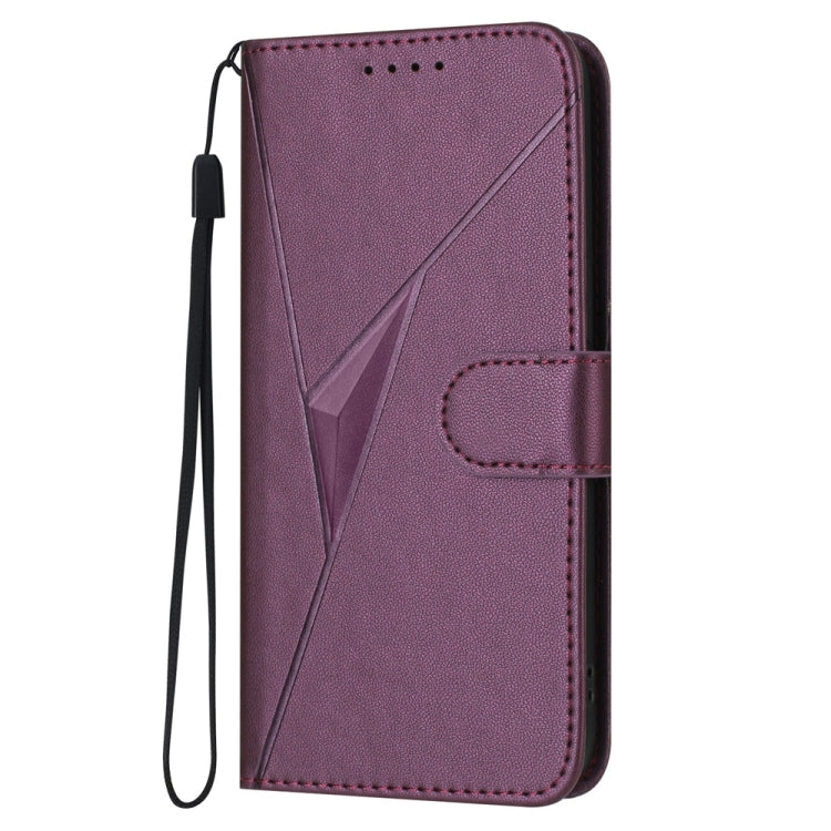 For Samsung Galaxy S25 5G Triangle Pattern Buckle Clasp Leather Phone Case(Dark Purple) by buy2fix