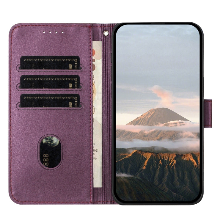 For Samsung Galaxy S25 5G Triangle Pattern Buckle Clasp Leather Phone Case(Dark Purple) by buy2fix