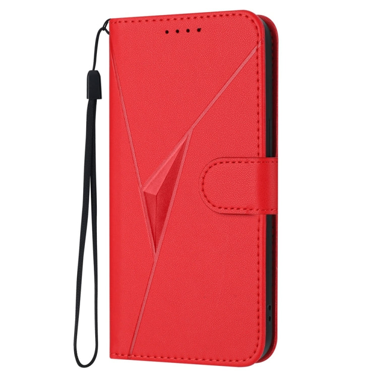For Samsung Galaxy S25 5G Triangle Pattern Buckle Clasp Leather Phone Case(Red) by buy2fix