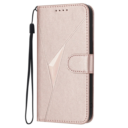 For Samsung Galaxy S25 5G Triangle Pattern Buckle Clasp Leather Phone Case(Rose Gold) by buy2fix