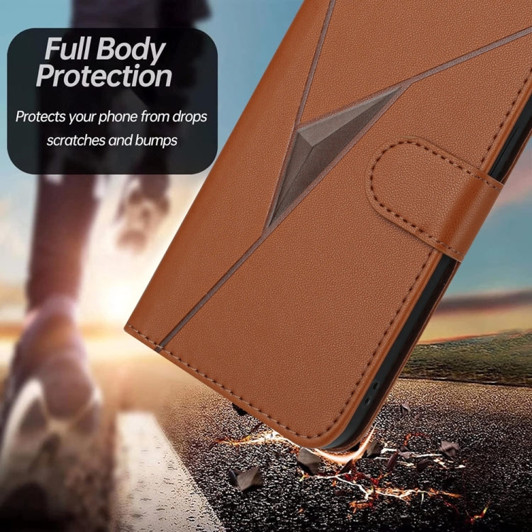 For Samsung Galaxy S25+ 5G Triangle Pattern Buckle Clasp Leather Phone Case(Brown) - Galaxy S25+ 5G Cases by buy2fix | Online Shopping UK | buy2fix