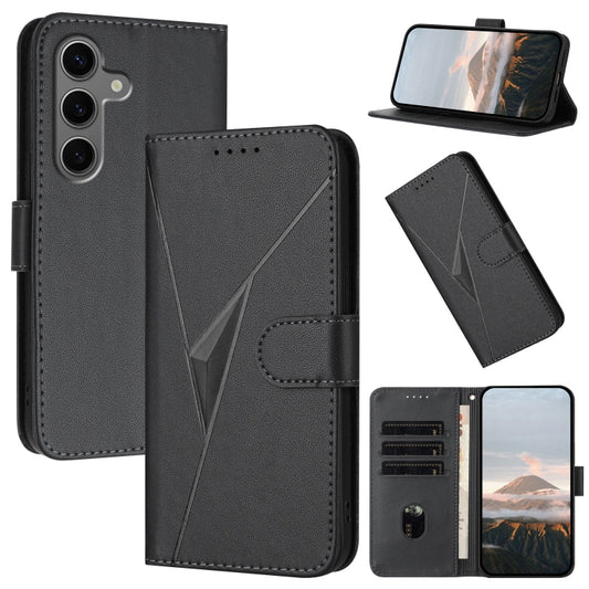 For Samsung Galaxy S25+ 5G Triangle Pattern Buckle Clasp Leather Phone Case(Black) by buy2fix