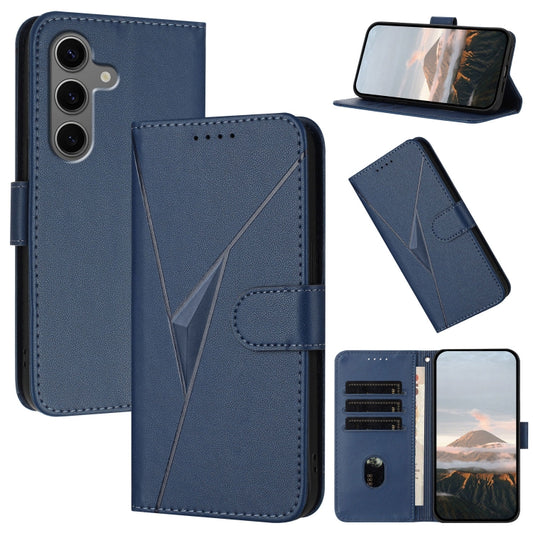 For Samsung Galaxy S25+ 5G Triangle Pattern Buckle Clasp Leather Phone Case(Royal Blue) by buy2fix