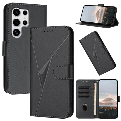For Samsung Galaxy S25 Ultra 5G Triangle Pattern Buckle Clasp Leather Phone Case(Black) by buy2fix
