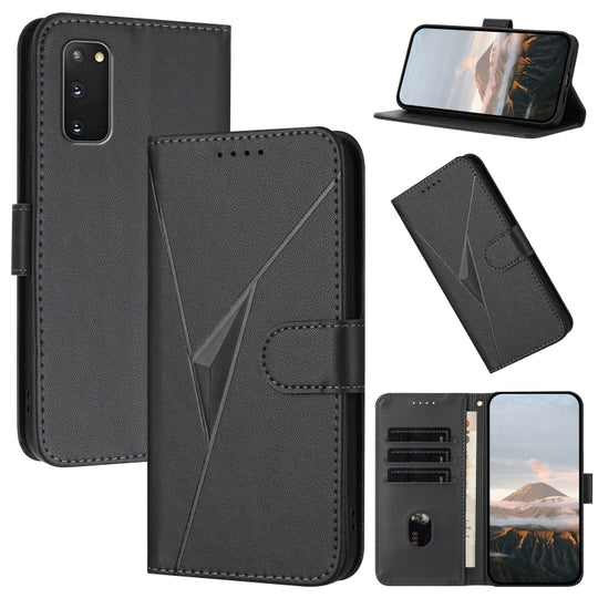 For Samsung Galaxy S20 FE 5G Triangle Pattern Buckle Clasp Leather Phone Case(Black)