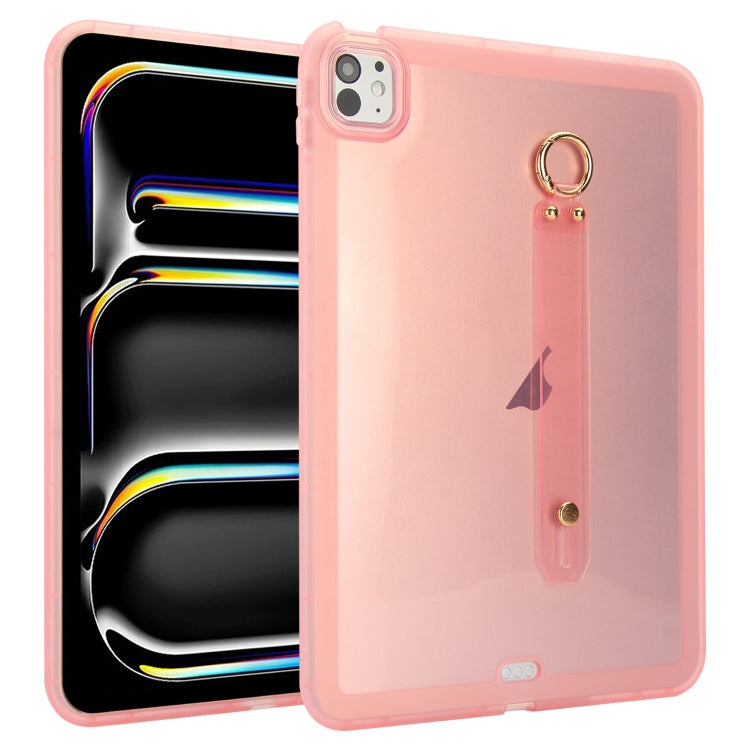 For iPad Pro 13 2024 Wristband Holder PC Hybrid TPU Soft Tablet Case(Pink) - iPad Pro 13 2024 Cases by buy2fix | Online Shopping UK | buy2fix