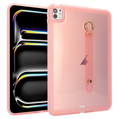 For iPad Pro 13 2024 Wristband Holder PC Hybrid TPU Soft Tablet Case(Pink) - iPad Pro 13 2024 Cases by buy2fix | Online Shopping UK | buy2fix
