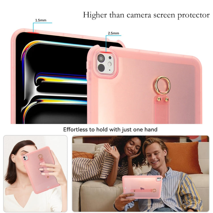 For iPad Pro 13 2024 Wristband Holder PC Hybrid TPU Soft Tablet Case(Pink) - iPad Pro 13 2024 Cases by buy2fix | Online Shopping UK | buy2fix