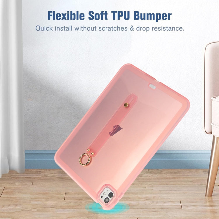 For iPad Pro 13 2024 Wristband Holder PC Hybrid TPU Soft Tablet Case(Pink) - iPad Pro 13 2024 Cases by buy2fix | Online Shopping UK | buy2fix