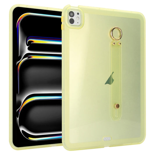 For iPad Pro 13 2024 Wristband Holder PC Hybrid TPU Soft Tablet Case(Yellow) - iPad Pro 13 2024 Cases by buy2fix | Online Shopping UK | buy2fix