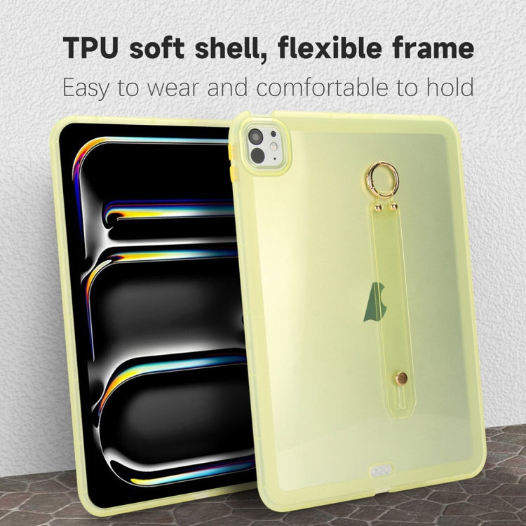 For iPad Pro 13 2024 Wristband Holder PC Hybrid TPU Soft Tablet Case(Yellow) - iPad Pro 13 2024 Cases by buy2fix | Online Shopping UK | buy2fix