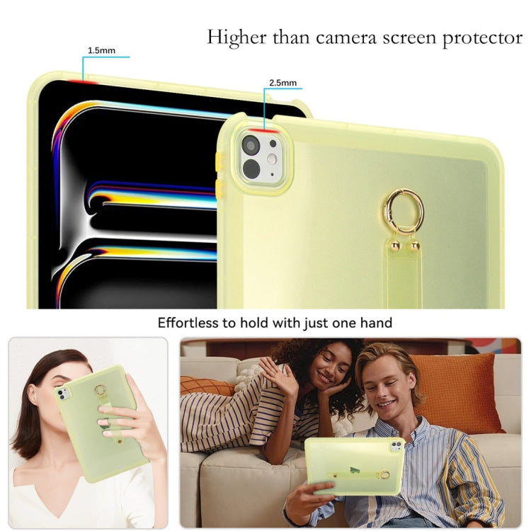 For iPad Pro 13 2024 Wristband Holder PC Hybrid TPU Soft Tablet Case(Yellow) - iPad Pro 13 2024 Cases by buy2fix | Online Shopping UK | buy2fix