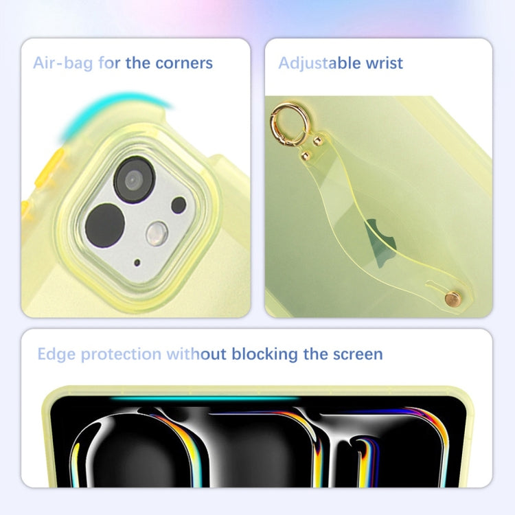 For iPad Pro 13 2024 Wristband Holder PC Hybrid TPU Soft Tablet Case(Yellow) - iPad Pro 13 2024 Cases by buy2fix | Online Shopping UK | buy2fix