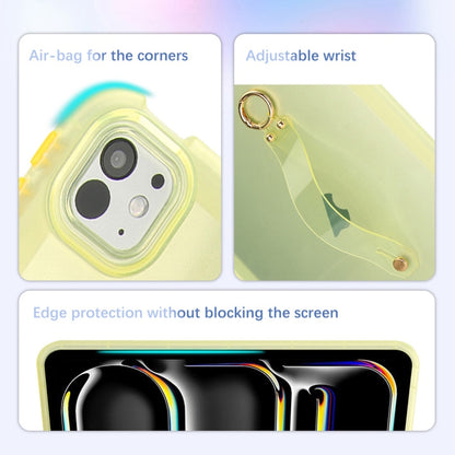 For iPad Pro 13 2024 Wristband Holder PC Hybrid TPU Soft Tablet Case(Yellow) - iPad Pro 13 2024 Cases by buy2fix | Online Shopping UK | buy2fix