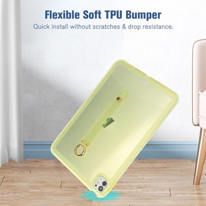 For iPad Pro 13 2024 Wristband Holder PC Hybrid TPU Soft Tablet Case(Yellow) - iPad Pro 13 2024 Cases by buy2fix | Online Shopping UK | buy2fix