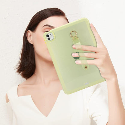 For iPad Pro 13 2024 Wristband Holder PC Hybrid TPU Soft Tablet Case(Yellow) - iPad Pro 13 2024 Cases by buy2fix | Online Shopping UK | buy2fix