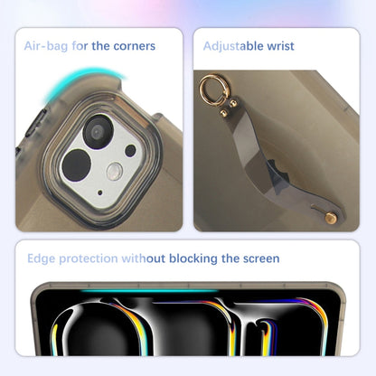 For iPad Pro 13 2024 Wristband Holder PC Hybrid TPU Soft Tablet Case(Black) - iPad Pro 13 2024 Cases by buy2fix | Online Shopping UK | buy2fix