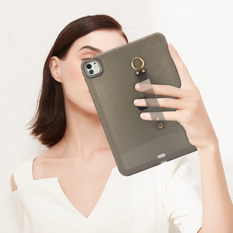 For iPad Pro 13 2024 Wristband Holder PC Hybrid TPU Soft Tablet Case(Black) - iPad Pro 13 2024 Cases by buy2fix | Online Shopping UK | buy2fix