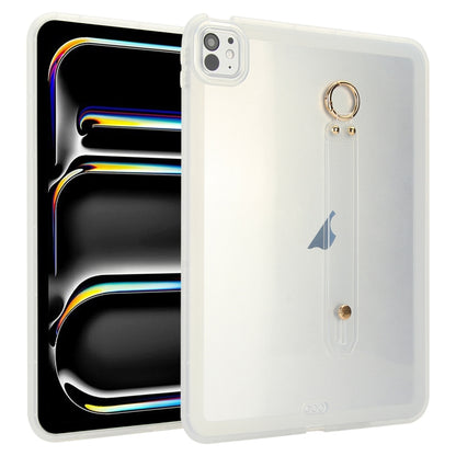 For iPad Pro 13 2024 Wristband Holder PC Hybrid TPU Soft Tablet Case(Transparent) - iPad Pro 13 2024 Cases by buy2fix | Online Shopping UK | buy2fix