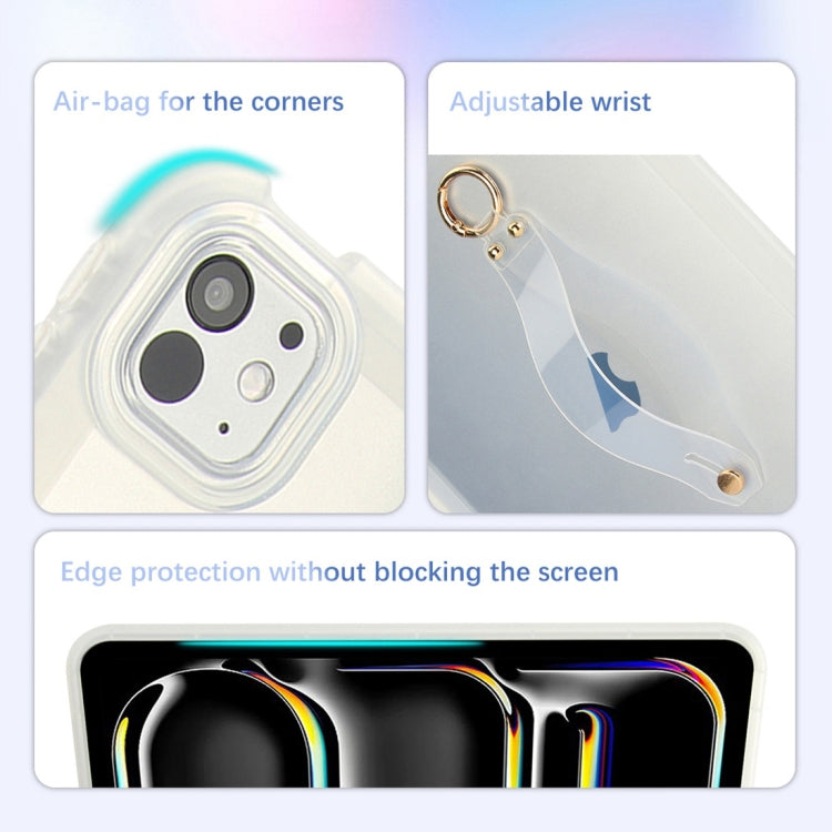 For iPad Pro 13 2024 Wristband Holder PC Hybrid TPU Soft Tablet Case(Transparent) - iPad Pro 13 2024 Cases by buy2fix | Online Shopping UK | buy2fix