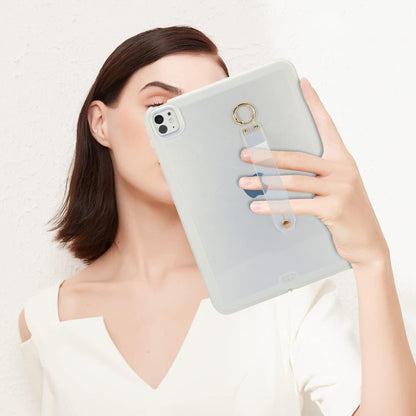 For iPad Pro 13 2024 Wristband Holder PC Hybrid TPU Soft Tablet Case(Transparent) - iPad Pro 13 2024 Cases by buy2fix | Online Shopping UK | buy2fix