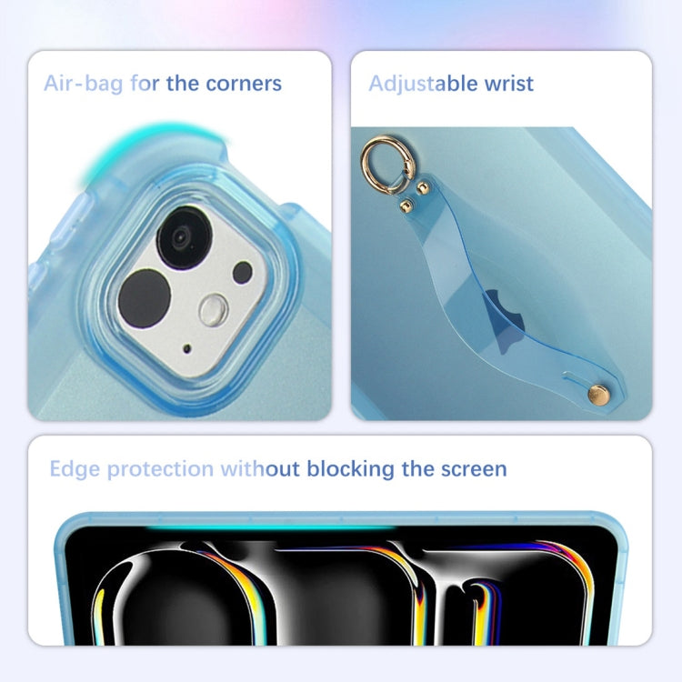 For iPad Pro 13 2024 Wristband Holder PC Hybrid TPU Soft Tablet Case(Blue) - iPad Pro 13 2024 Cases by buy2fix | Online Shopping UK | buy2fix