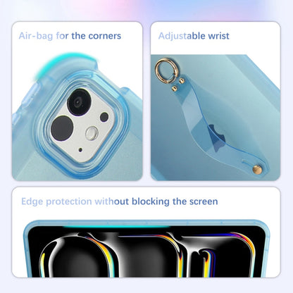 For iPad Pro 13 2024 Wristband Holder PC Hybrid TPU Soft Tablet Case(Blue) - iPad Pro 13 2024 Cases by buy2fix | Online Shopping UK | buy2fix
