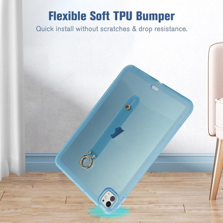 For iPad Pro 13 2024 Wristband Holder PC Hybrid TPU Soft Tablet Case(Blue) - iPad Pro 13 2024 Cases by buy2fix | Online Shopping UK | buy2fix