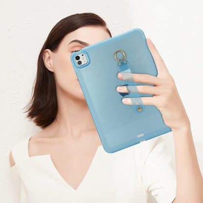 For iPad Pro 13 2024 Wristband Holder PC Hybrid TPU Soft Tablet Case(Blue) - iPad Pro 13 2024 Cases by buy2fix | Online Shopping UK | buy2fix