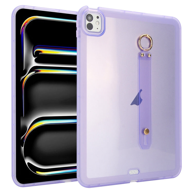 For iPad Pro 13 2024 Wristband Holder PC Hybrid TPU Soft Tablet Case(Purple) - iPad Pro 13 2024 Cases by buy2fix | Online Shopping UK | buy2fix
