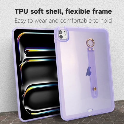 For iPad Pro 13 2024 Wristband Holder PC Hybrid TPU Soft Tablet Case(Purple) - iPad Pro 13 2024 Cases by buy2fix | Online Shopping UK | buy2fix