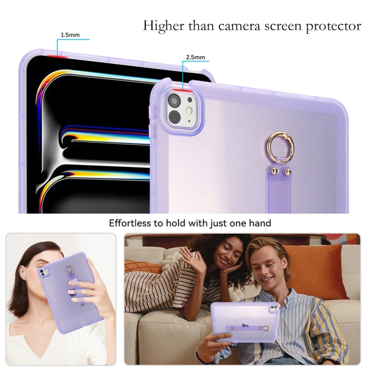 For iPad Pro 13 2024 Wristband Holder PC Hybrid TPU Soft Tablet Case(Purple) - iPad Pro 13 2024 Cases by buy2fix | Online Shopping UK | buy2fix