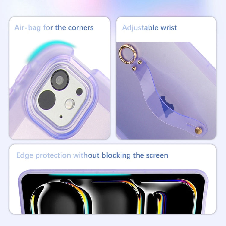 For iPad Pro 13 2024 Wristband Holder PC Hybrid TPU Soft Tablet Case(Purple) - iPad Pro 13 2024 Cases by buy2fix | Online Shopping UK | buy2fix