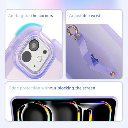 For iPad Pro 13 2024 Wristband Holder PC Hybrid TPU Soft Tablet Case(Purple) - iPad Pro 13 2024 Cases by buy2fix | Online Shopping UK | buy2fix