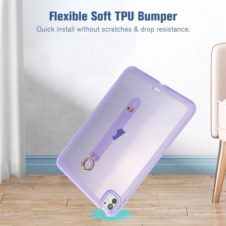 For iPad Pro 13 2024 Wristband Holder PC Hybrid TPU Soft Tablet Case(Purple) - iPad Pro 13 2024 Cases by buy2fix | Online Shopping UK | buy2fix