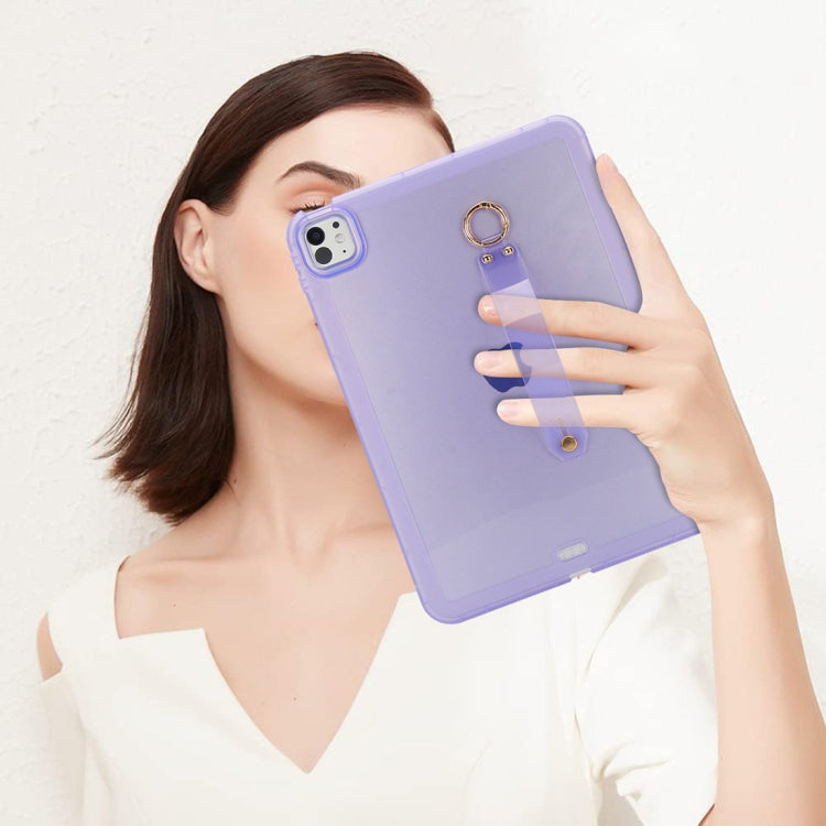 For iPad Pro 13 2024 Wristband Holder PC Hybrid TPU Soft Tablet Case(Purple) - iPad Pro 13 2024 Cases by buy2fix | Online Shopping UK | buy2fix