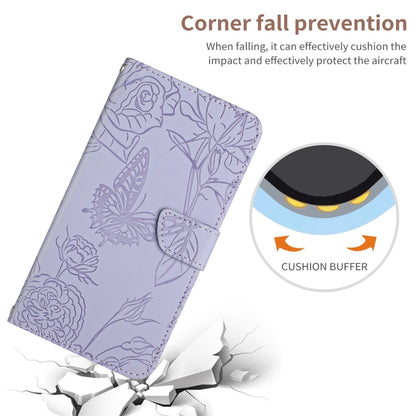 For Samsung Galaxy S25 5G Skin Feel Butterfly Embossed Flip Leather Phone Case(Purple) by buy2fix