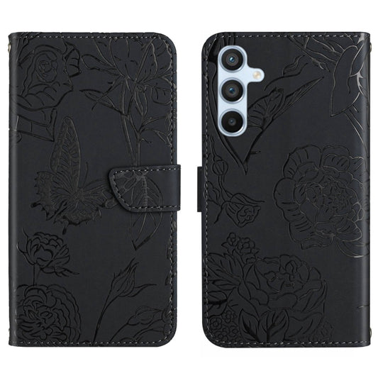 For Samsung Galaxy S25 5G Skin Feel Butterfly Embossed Flip Leather Phone Case(Black) - Galaxy S25 5G Cases by buy2fix | Online Shopping UK | buy2fix