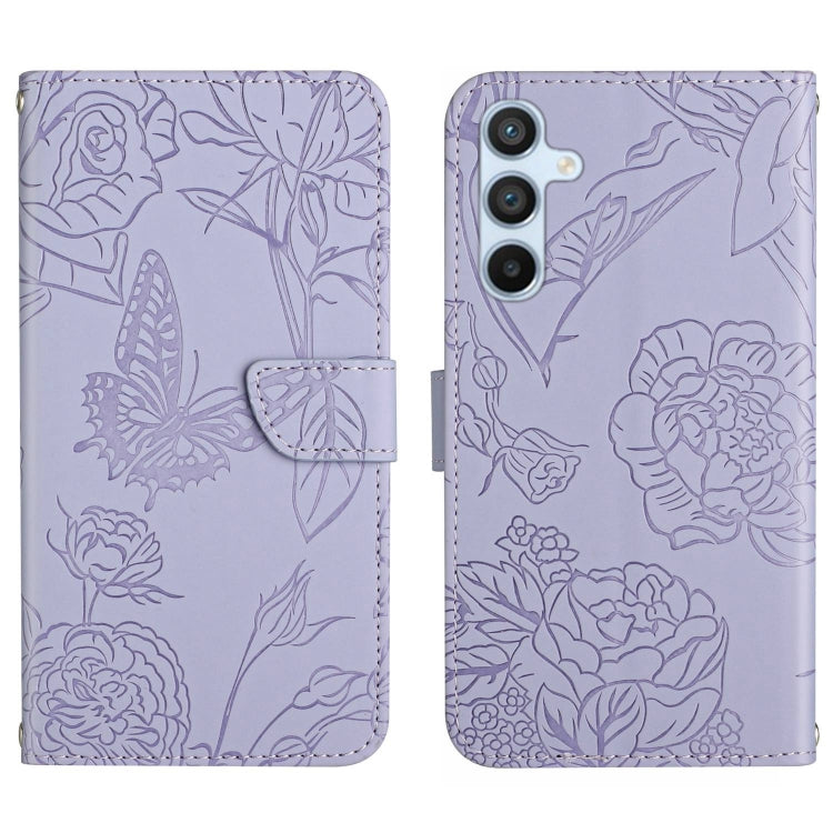 For Samsung Galaxy S25+ 5G Skin Feel Butterfly Embossed Flip Leather Phone Case(Purple) by buy2fix