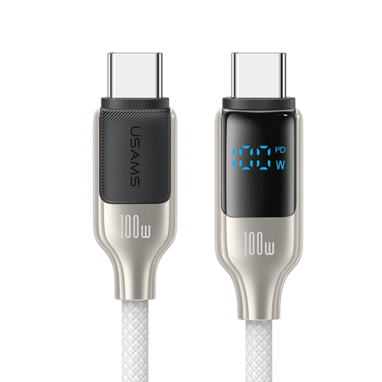 USAMS SJ742 100W USB-C / Type-C to USB-C / Type-C Zinc Alloy Digital Display Fast Data Cable, Length: 1.2m(Titanium) - USB-C & Type-C Cable by USAMS | Online Shopping UK | buy2fix