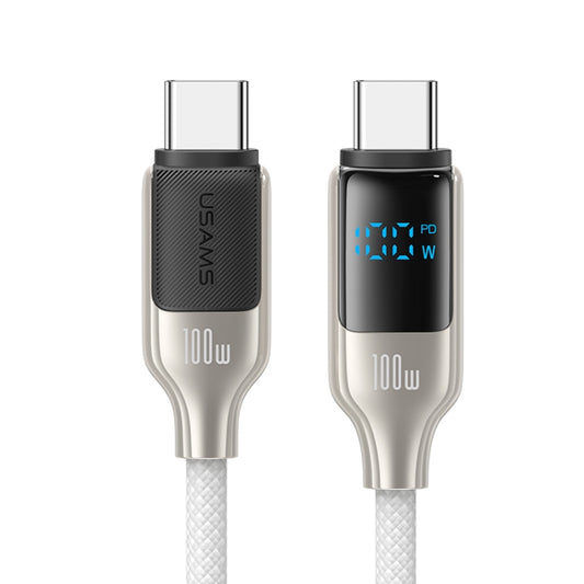USAMS SJ742 100W USB-C / Type-C to USB-C / Type-C Zinc Alloy Digital Display Fast Data Cable, Length: 1.2m(Titanium) - USB-C & Type-C Cable by USAMS | Online Shopping UK | buy2fix