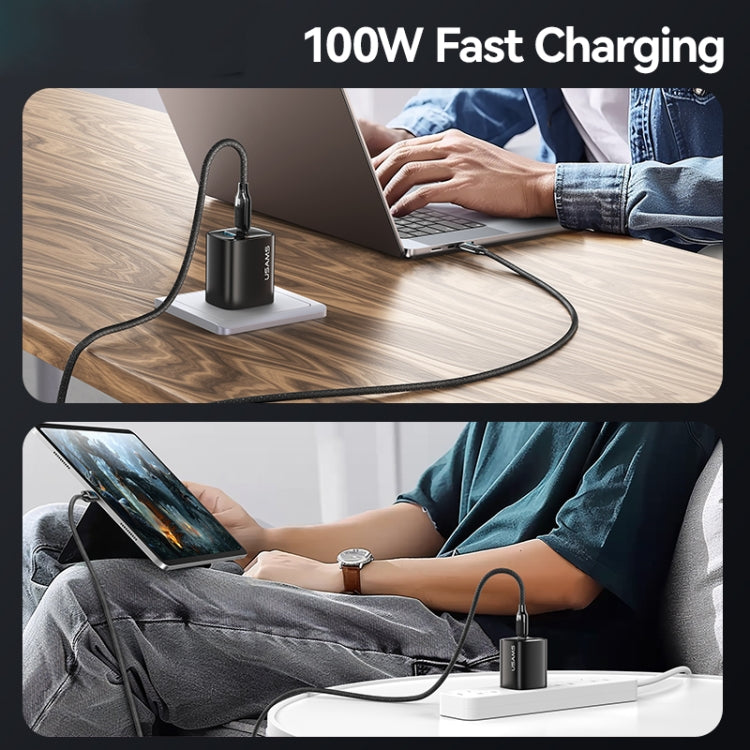 USAMS SJ742 100W USB-C / Type-C to USB-C / Type-C Zinc Alloy Digital Display Fast Data Cable, Length: 1.2m(Titanium) - USB-C & Type-C Cable by USAMS | Online Shopping UK | buy2fix