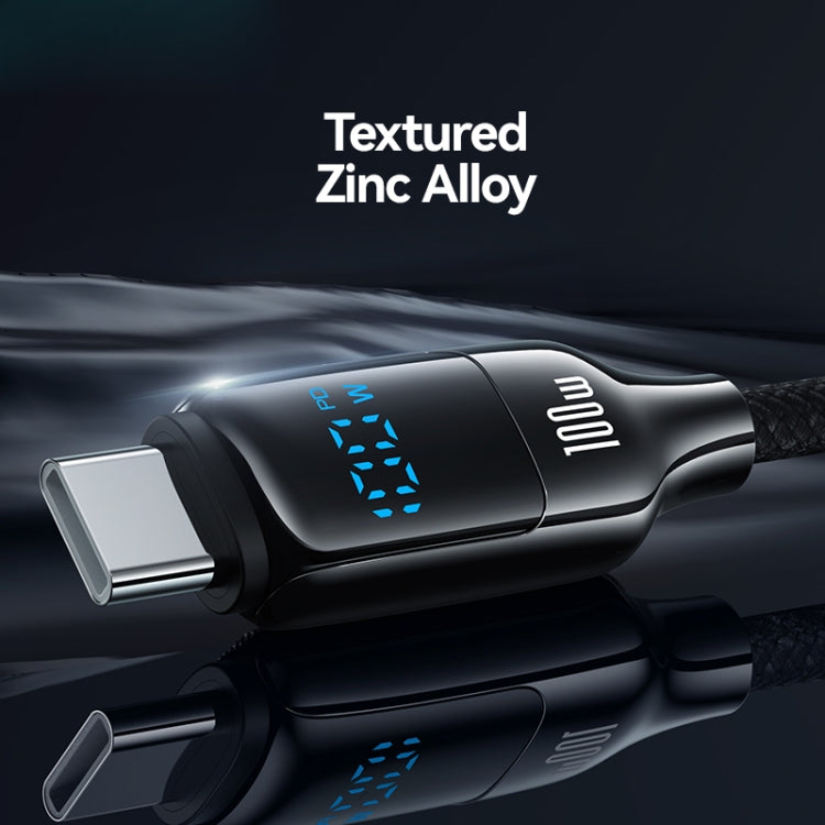 USAMS SJ742 100W USB-C / Type-C to USB-C / Type-C Zinc Alloy Digital Display Fast Data Cable, Length: 1.2m(Titanium) - USB-C & Type-C Cable by USAMS | Online Shopping UK | buy2fix