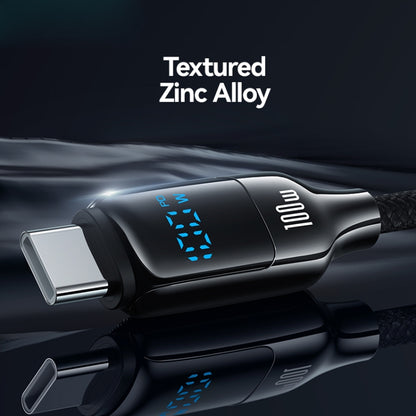 USAMS SJ742 100W USB-C / Type-C to USB-C / Type-C Zinc Alloy Digital Display Fast Data Cable, Length: 1.2m(Titanium) - USB-C & Type-C Cable by USAMS | Online Shopping UK | buy2fix