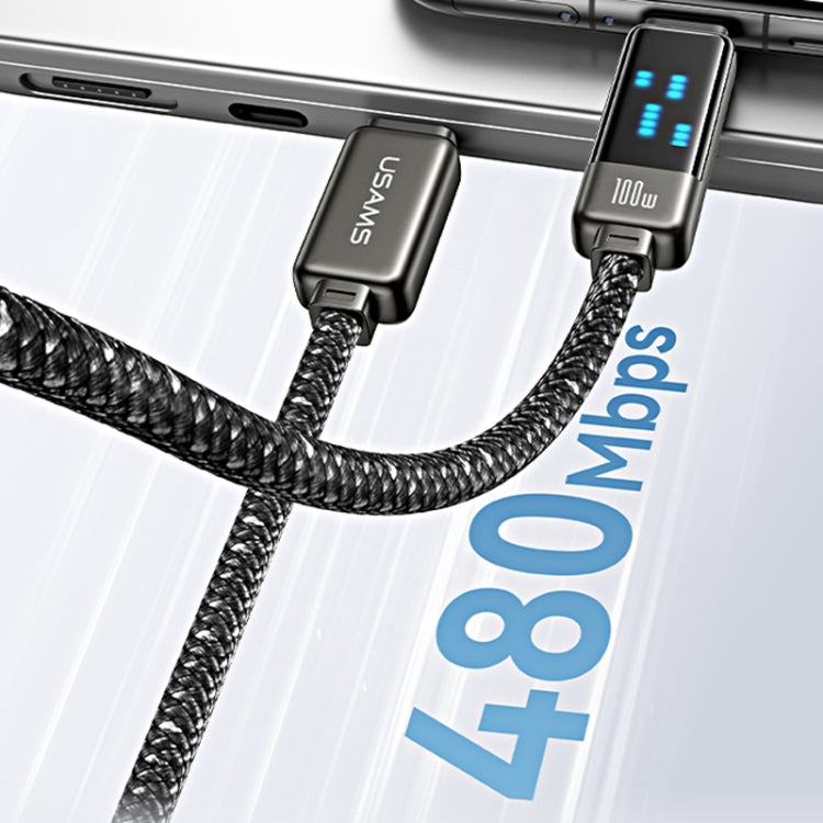 USAMS SJ744 100W USB-C / Type-C to USB-C / Type-C Zinc Alloy Fast Data Cable, Length: 1.2m(Titanium) - USB-C & Type-C Cable by USAMS | Online Shopping UK | buy2fix