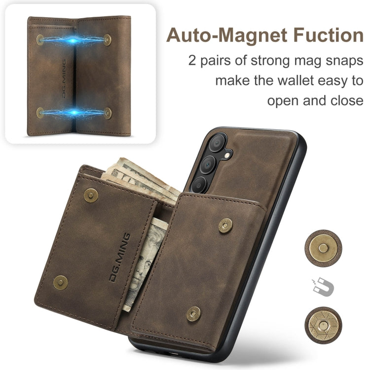 For Samsung Galaxy A16 5G DG.MING M1 Series 3-Fold Multi Card Wallet + Magnetic Phone Case(Coffee) - Galaxy Phone Cases by DG.MING | Online Shopping UK | buy2fix