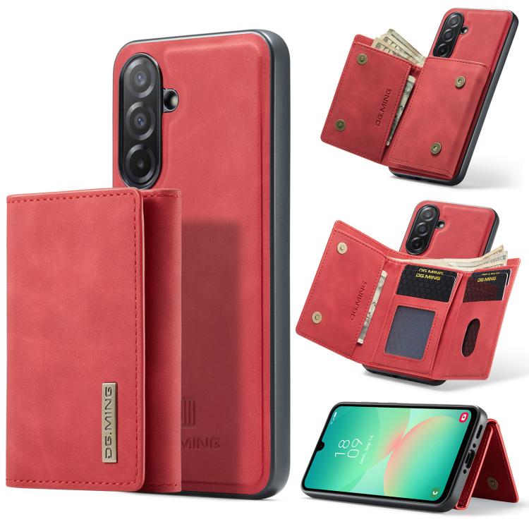 For Samsung Galaxy A26 5G DG.MING M1 Series 3-Fold Multi Card Wallet + Magnetic Phone Case(Red) - Galaxy Phone Cases by DG.MING | Online Shopping UK | buy2fix