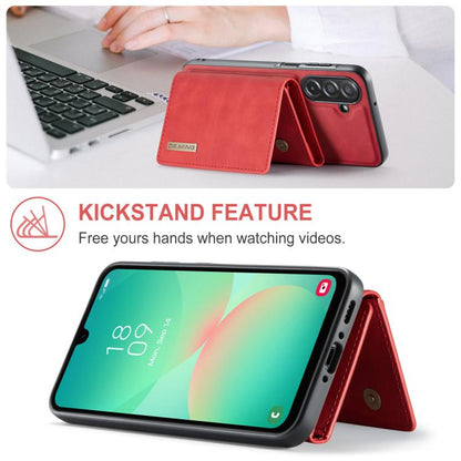 For Samsung Galaxy A26 5G DG.MING M1 Series 3-Fold Multi Card Wallet + Magnetic Phone Case(Red) - Galaxy Phone Cases by DG.MING | Online Shopping UK | buy2fix