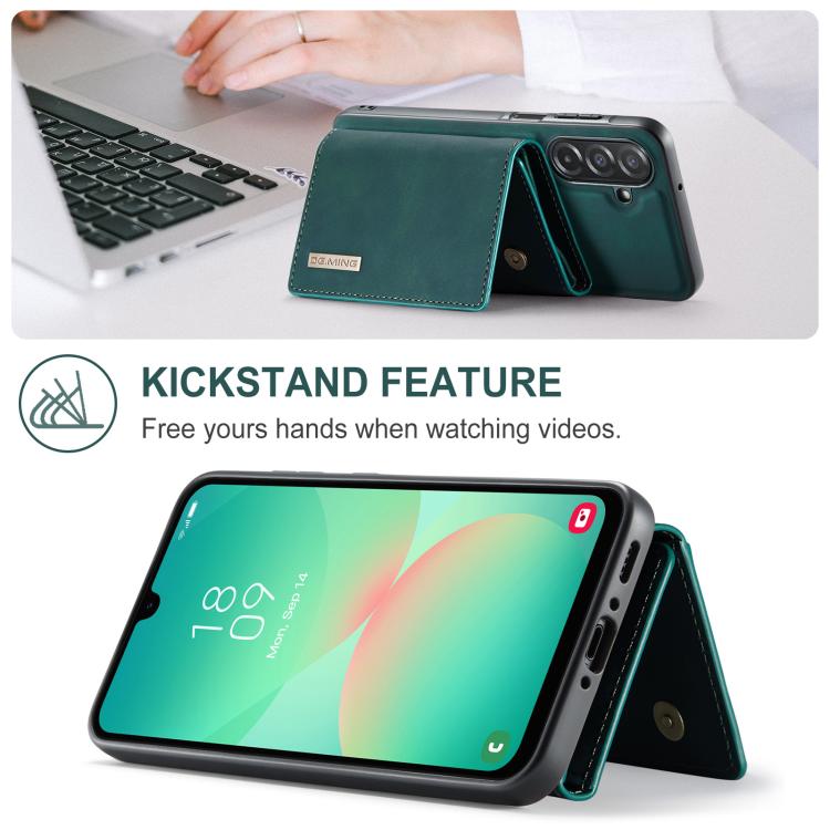 For Samsung Galaxy A26 5G DG.MING M1 Series 3-Fold Multi Card Wallet + Magnetic Phone Case(Green) - Galaxy Phone Cases by DG.MING | Online Shopping UK | buy2fix